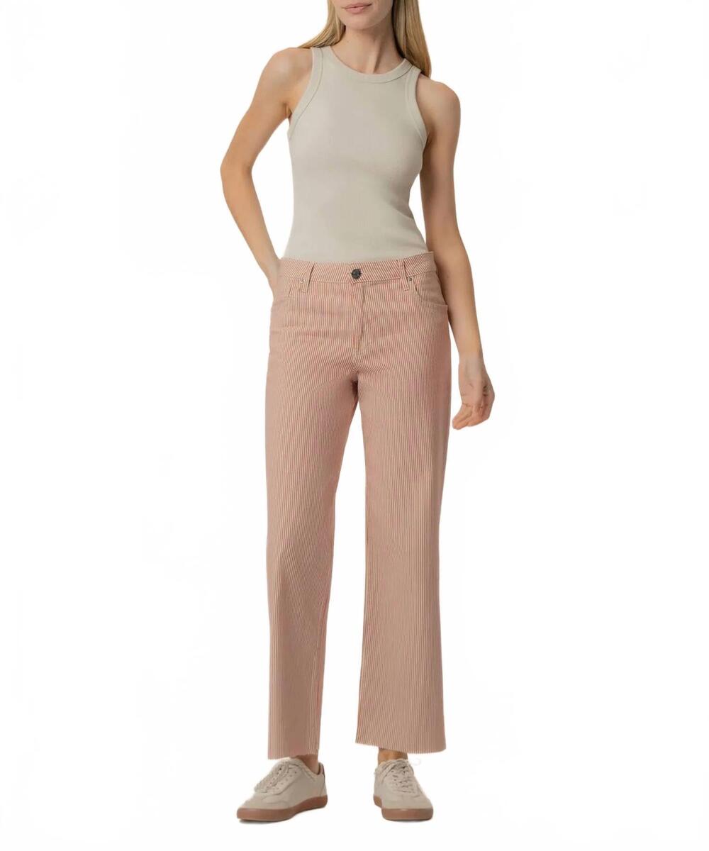 NEW KUT FROM THE KLOTH charlotte stripe high rise straight leg pants in red/ ivo